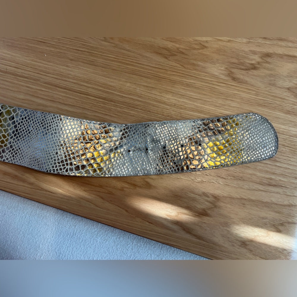 Gold Brown Snake Reptile Print Thick Women's Belt Small - Picture 8 of 8